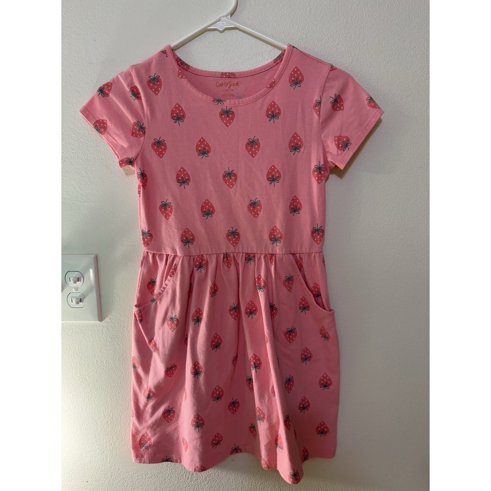 Cat And Jack Strawberry‎ Dress Pockets Girls Size 10/12